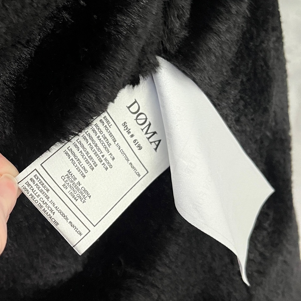 Anthropologie Doma Green Plush Lined Moto Jacket with Fur Trimmed Hood, Size XS - Picture 8 of 8